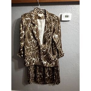 Womens Da Rue Of California Brown &‎ White Skirt Suit Size 12 Vintage